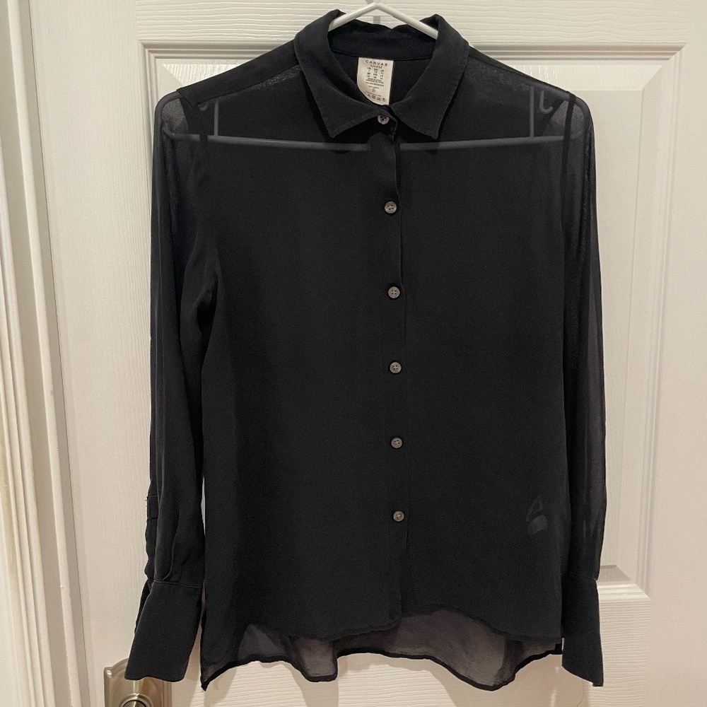 Canvas Sheer Silk Button Up